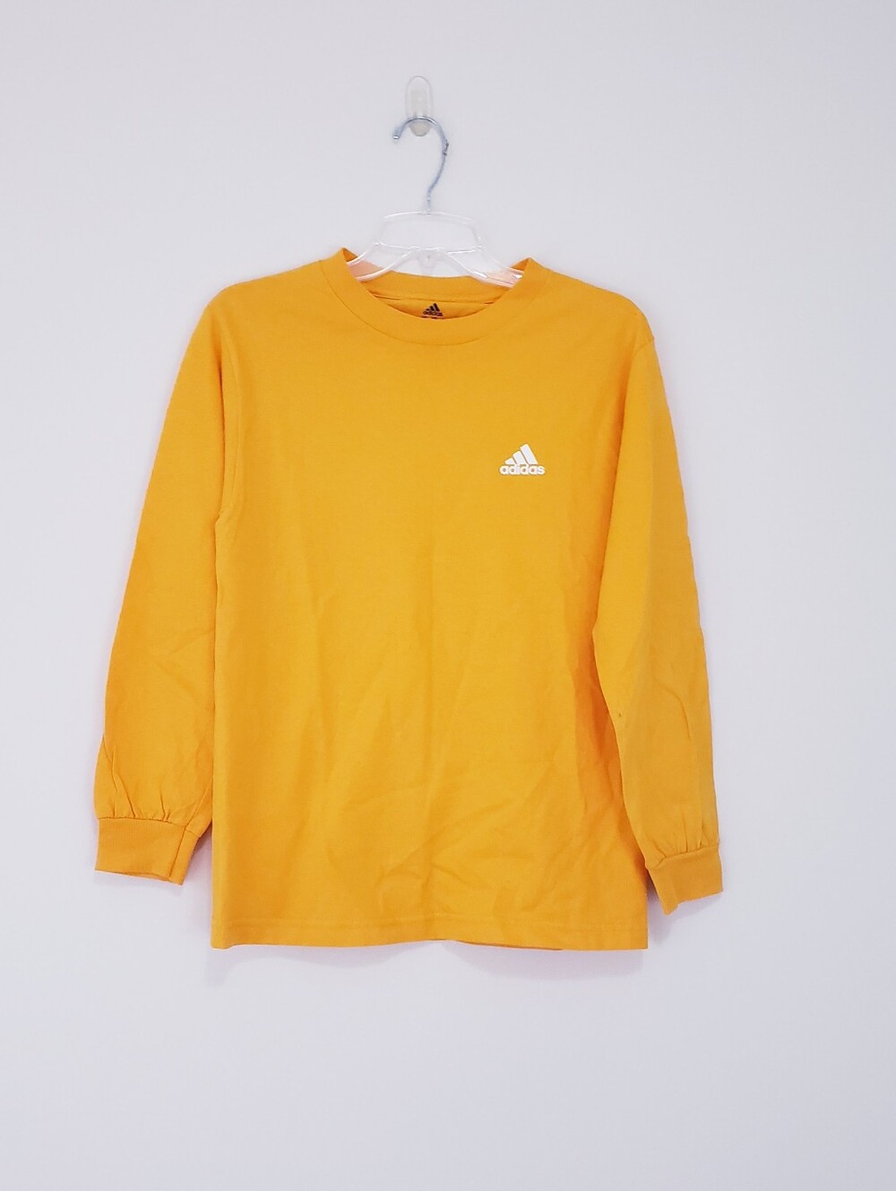 adidas Long Sleeve Tee in Bright Yellow Athletic Gold with Logo Small Unisex